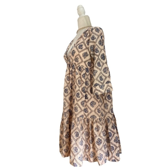 Roberta Roller Rabbit V Neck Print Baby Doll Dress Tiered - Picture 2 of 7